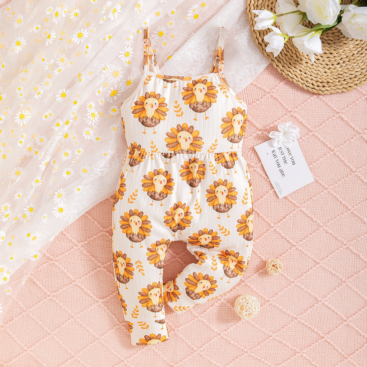 Infant Toddler Romper Thanksgiving Cock Element Suspender Jumpsuit