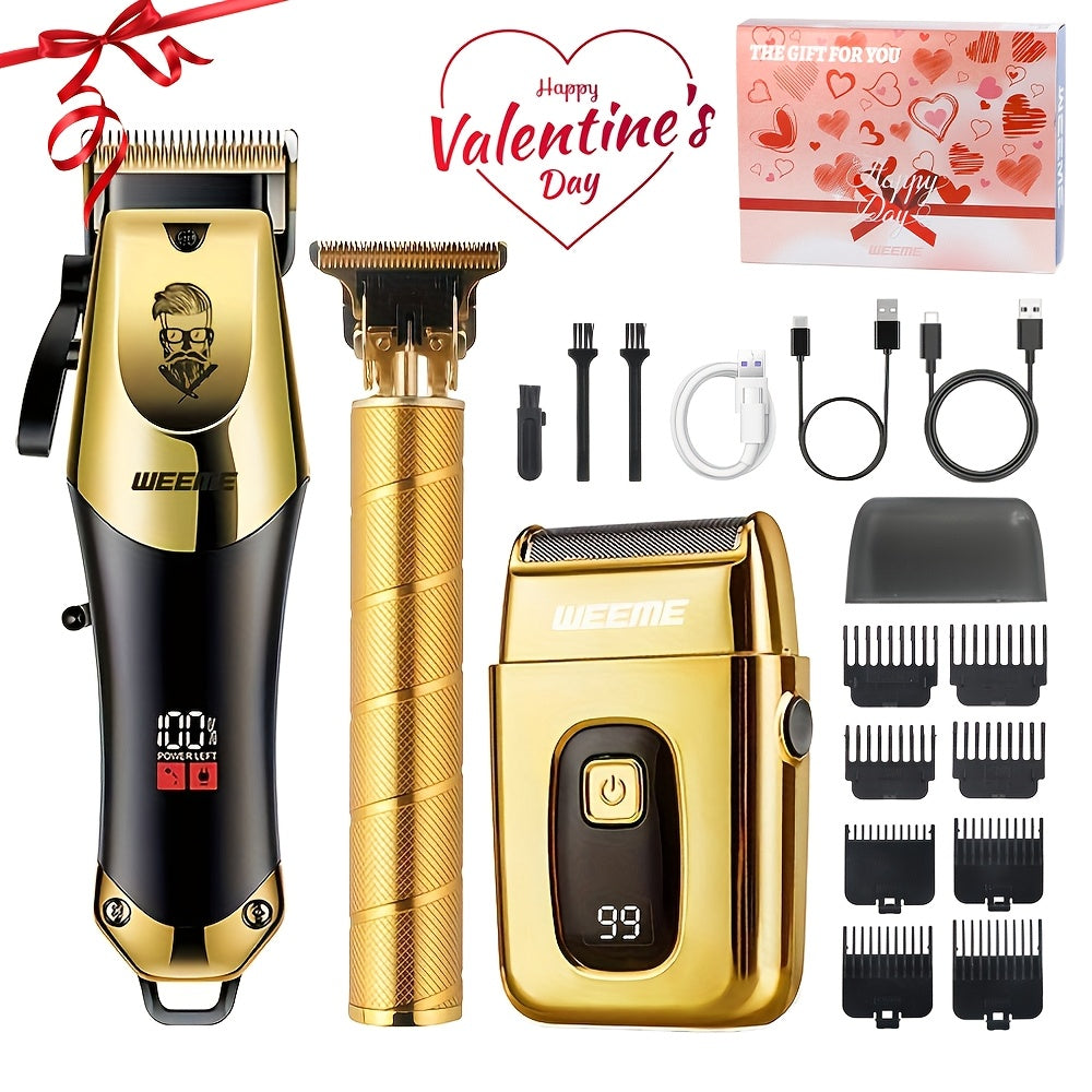 Golden Hair Clipper Razor Trimmer Set for Men-2