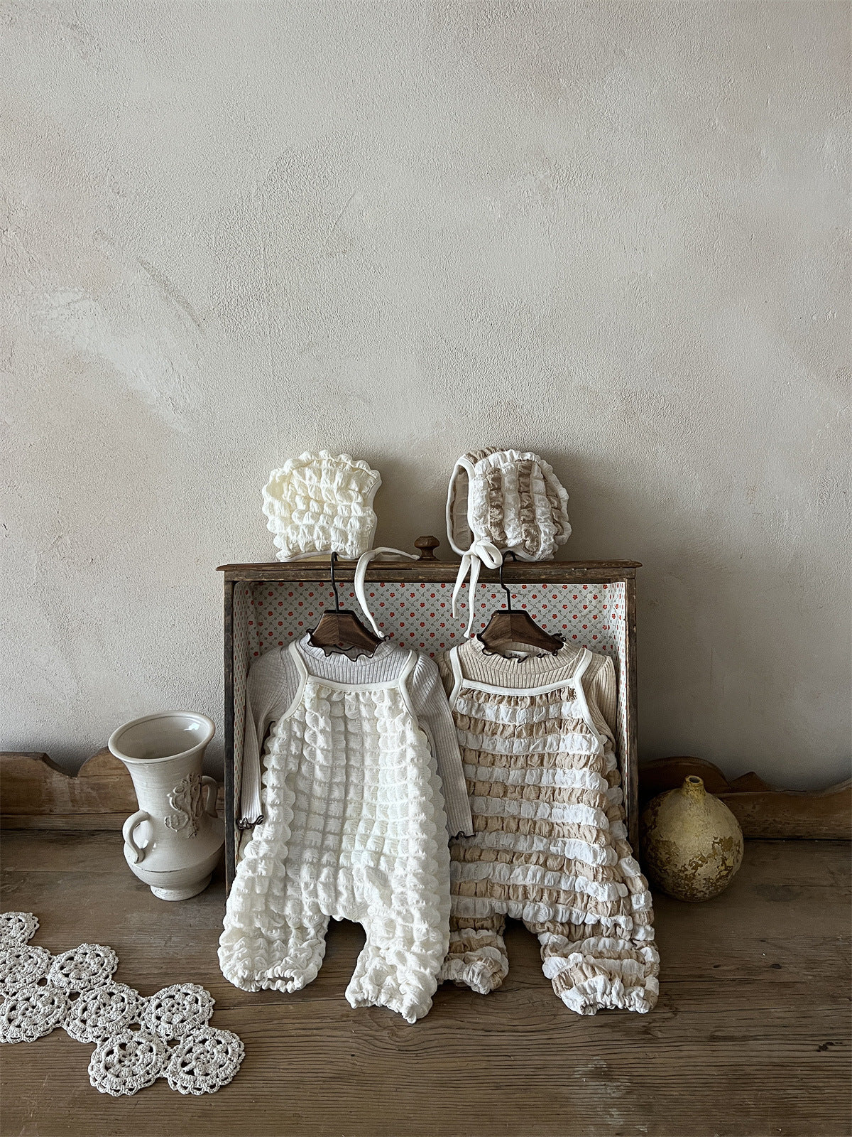 Thin Pants Baby Tank Tops Puff Plaid Jumpsuit