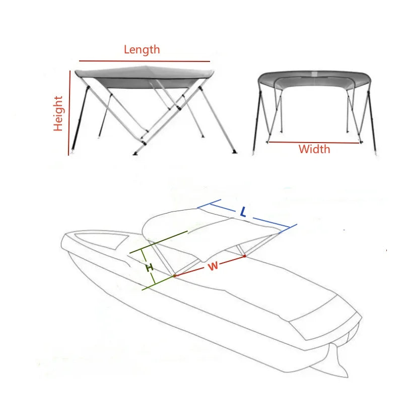 Bimini Top with 25mm Aluminum Tube and 600D Polyester Canvas-1