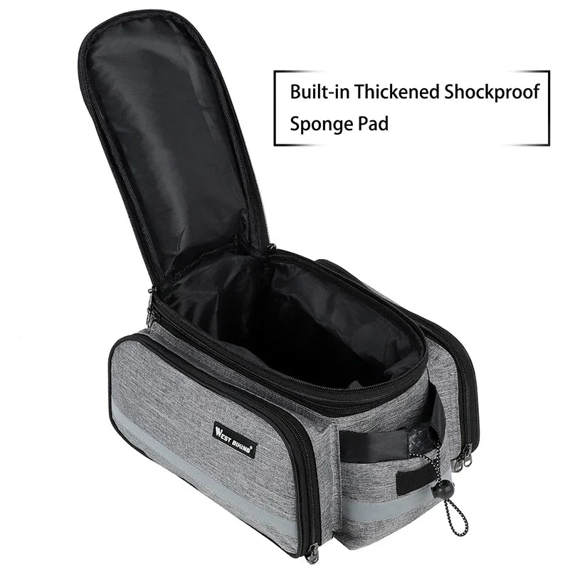 Expandable Rear Rack Bike Bag Trunk Pannier Grey-3