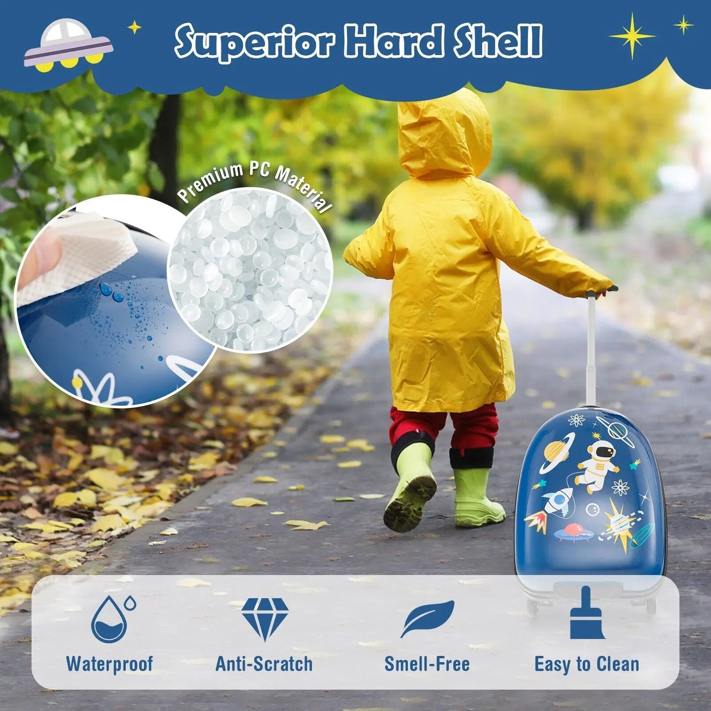 DORTALA 16” Kids Carry On Luggage Rolling Portable Travel Hard Shell Suitcase W/ Wheels