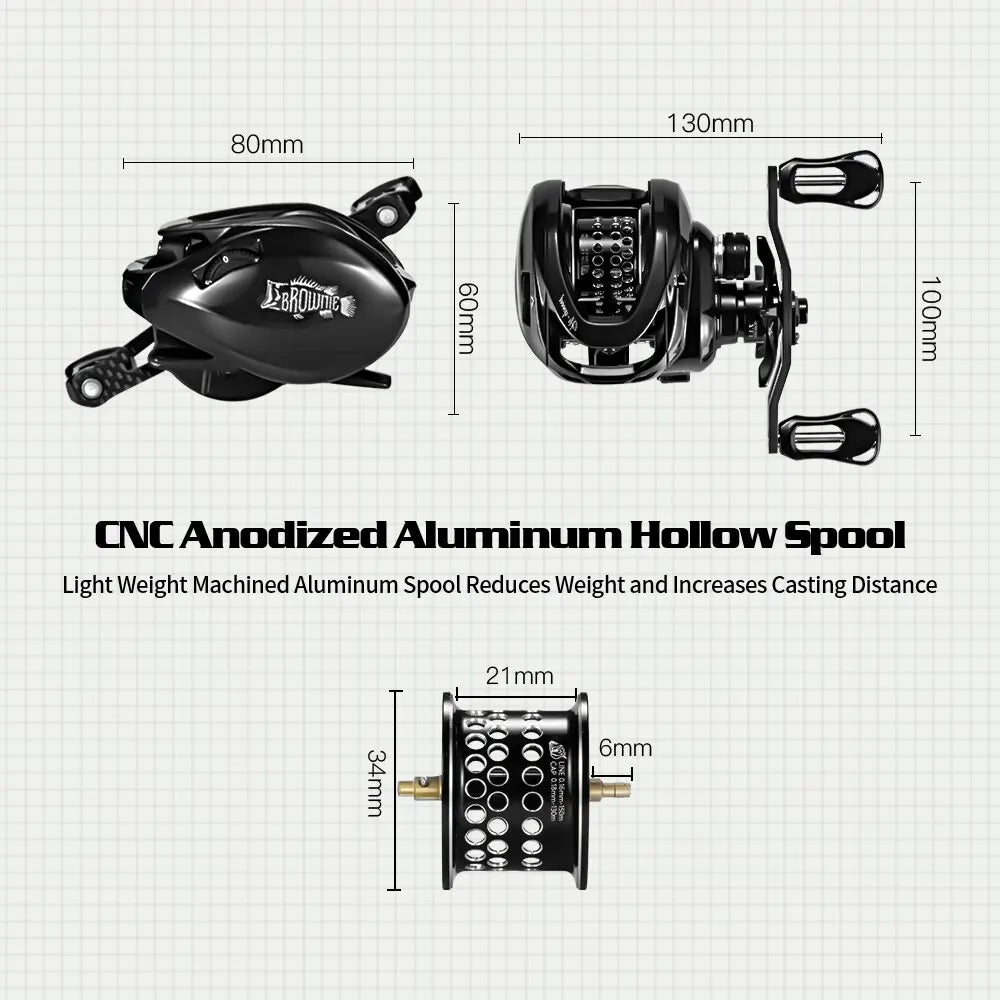 Baitcasting Reel Carbon Body with Clicker Black-3