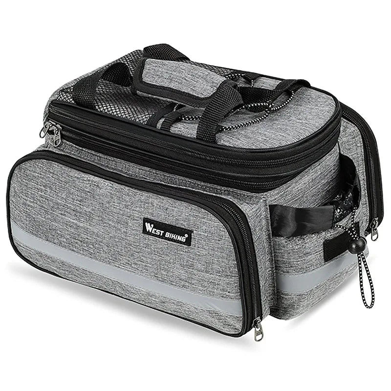 Expandable Rear Rack Bike Bag Trunk Pannier Grey-0