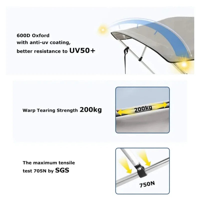 Bimini Top with 25mm Aluminum Tube and 600D Polyester Canvas-3