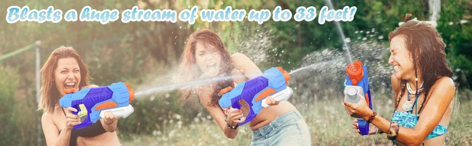 Kiztoys Water Gun Toys for Kids, 2 Pack Powerful Water Pistols with 1200ML Large Capacity and 33ft Long Range for Summer Water