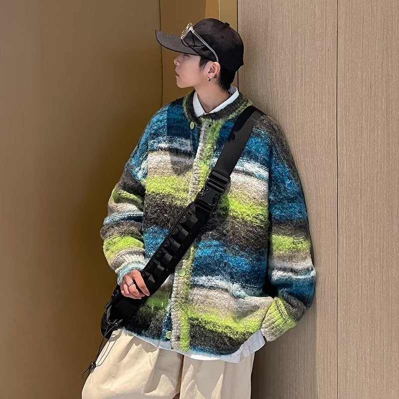 Round Neck Loose Casual Couple Knitted Jacket