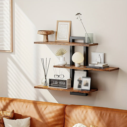 3-Tier Wall Shelves with Foldable Brackets-1