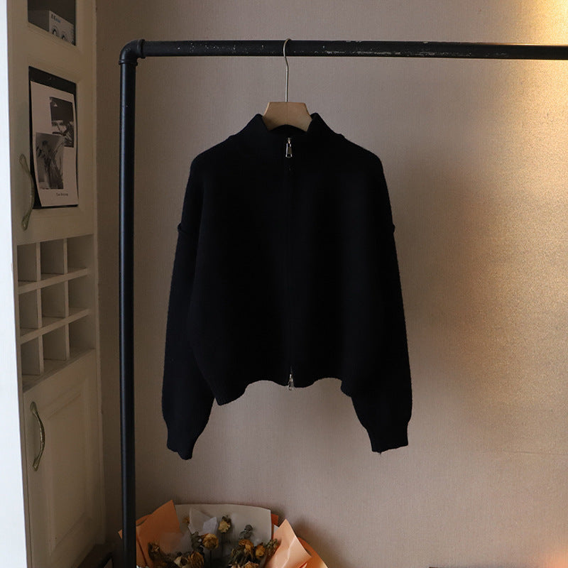 Loose All-match Solid Color Premium Sweater Coat