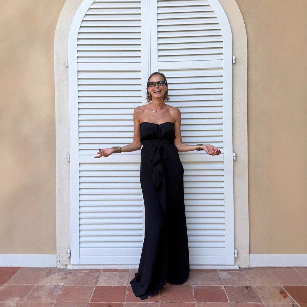 Pure Color Flowing Asymmetric Robe With Belt Dress