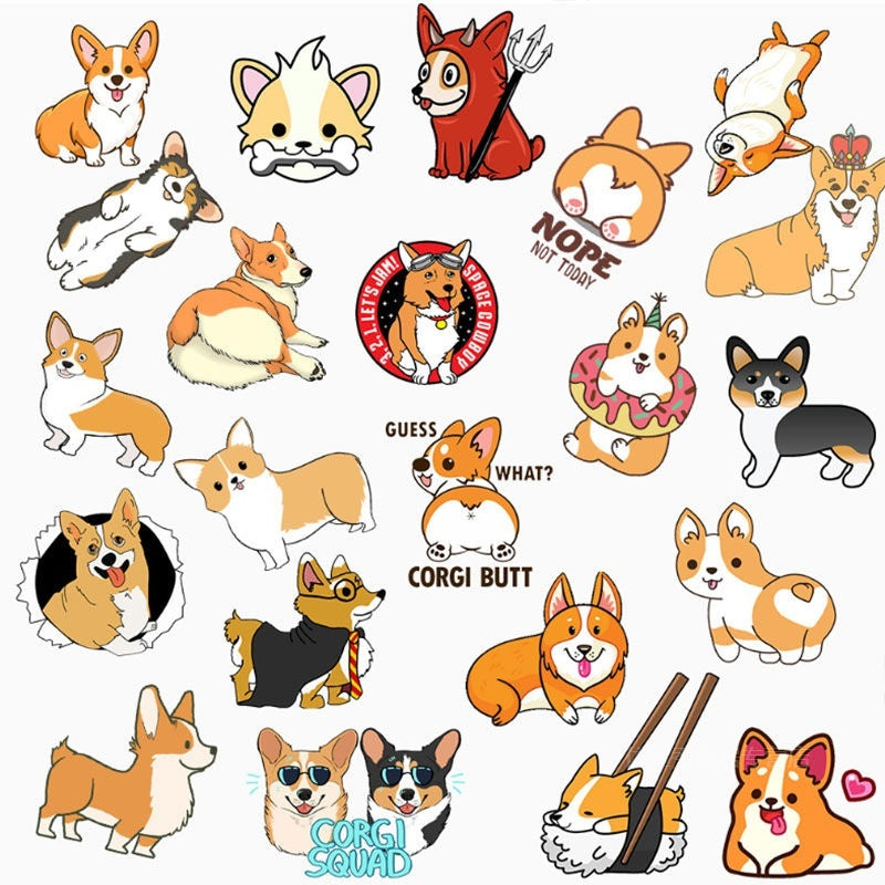 50 cute and adorable Corgi stickers