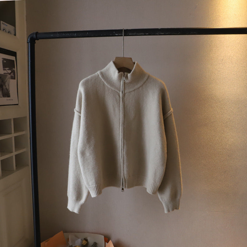 Loose All-match Solid Color Premium Sweater Coat