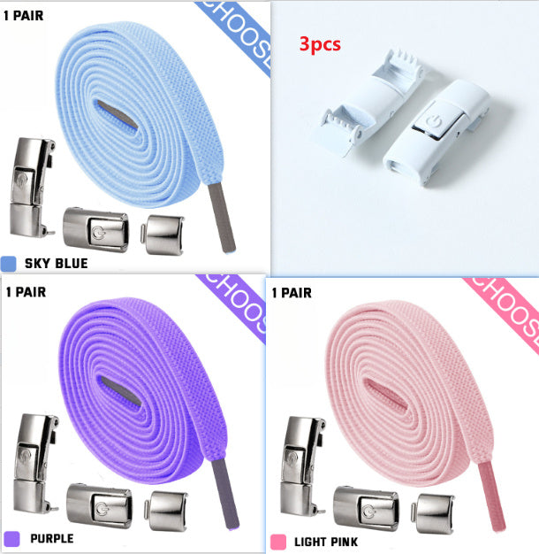 Press Lock Shoelaces Without Ties Elastic Laces Sneaker 8MM Widened Flat No Tie Shoe Laces Kids Shoelace For Shoes