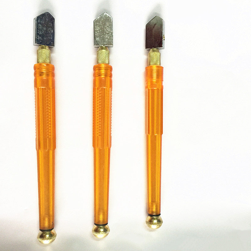 Cutting ceramic tiles with glass tools