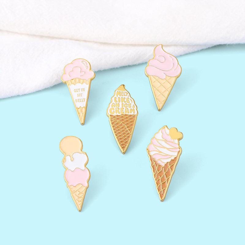 Hot Selling Milk Pizza Coffee Food Toys Props Metal Brooch