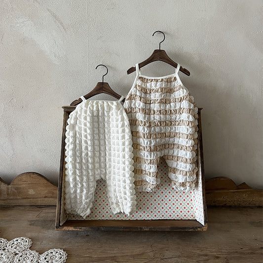Thin Pants Baby Tank Tops Puff Plaid Jumpsuit