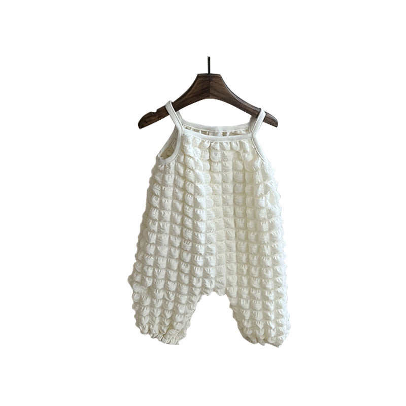 Thin Pants Baby Tank Tops Puff Plaid Jumpsuit
