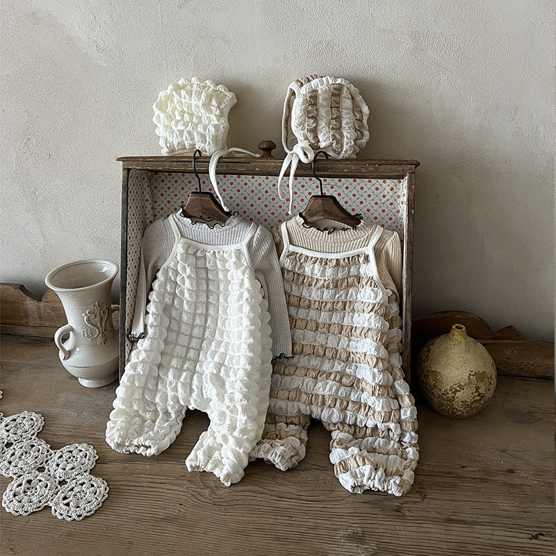 Thin Pants Baby Tank Tops Puff Plaid Jumpsuit