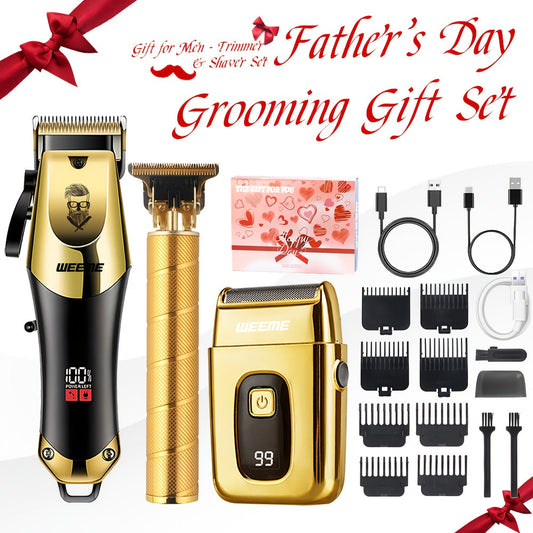 Golden Hair Clipper Razor Trimmer Set for Men-1