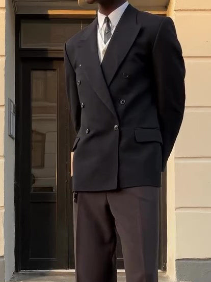 Black Double-breasted Men's Blaze