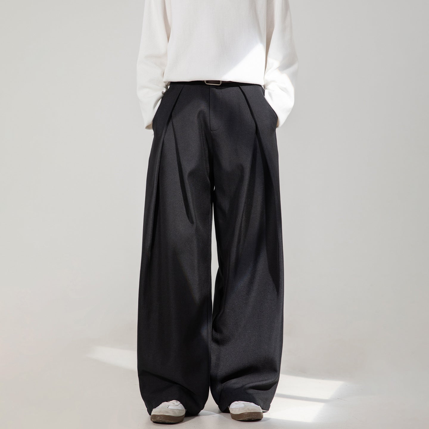 Cross Pleated Design Draping Casual Suit Pants