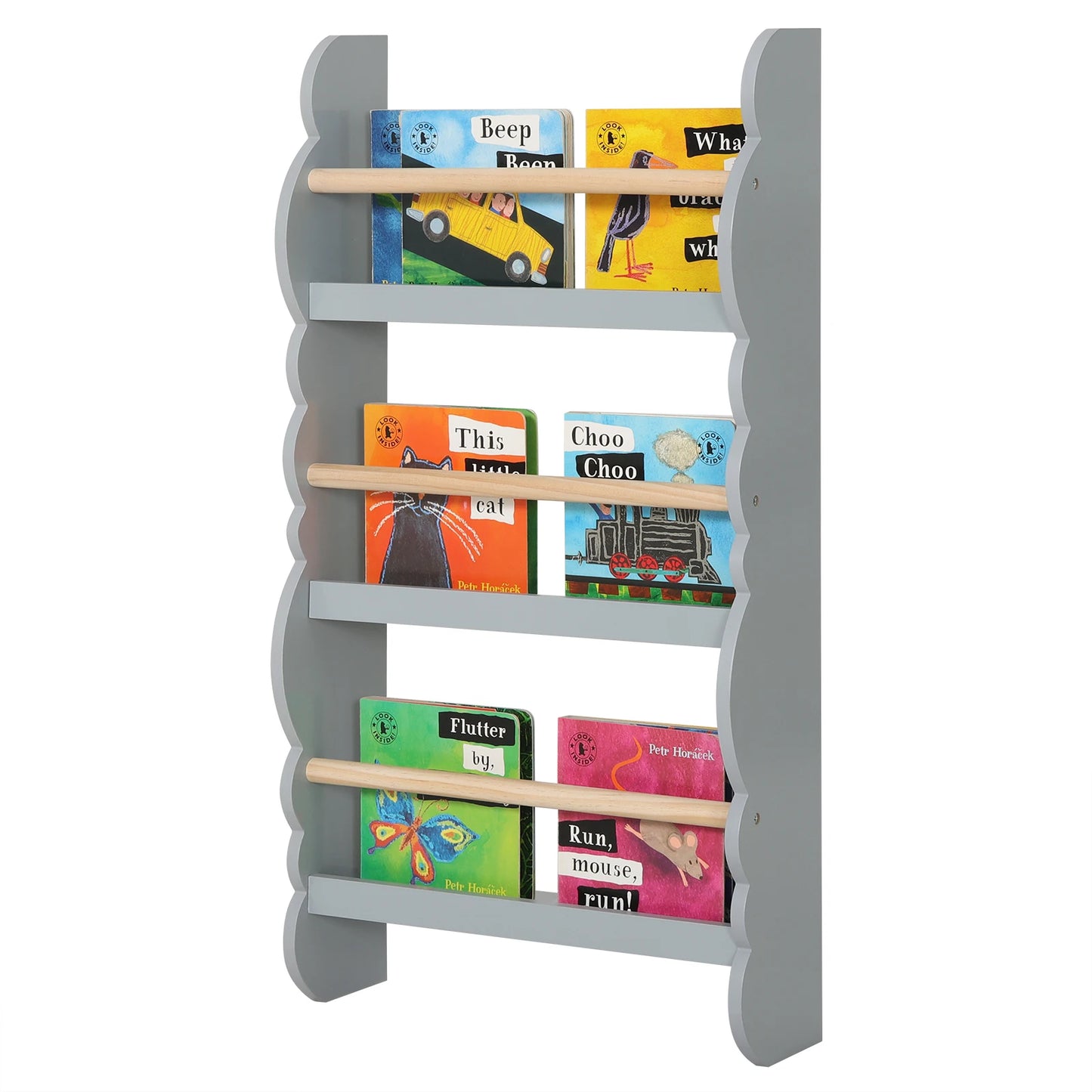 WOLTU Children's Bookshelf Kid's Bookcase Wall Shelf Book Organizer with 4 Shelves for Book Magazine Storage Kids Room Home