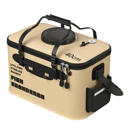 Folding Live Fish Bucket with Portable EVA Water Tank-0