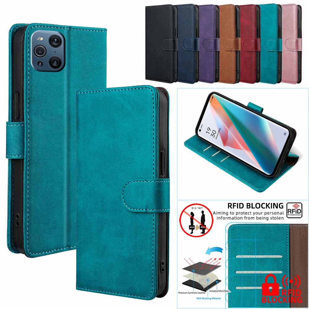 Funda Flip Leather Wallet Case For OPPO Find X2 X3 Pro find X3 X2 Neo X3 Lite Magnet Buckle Protect Cover Case RFID Blocking