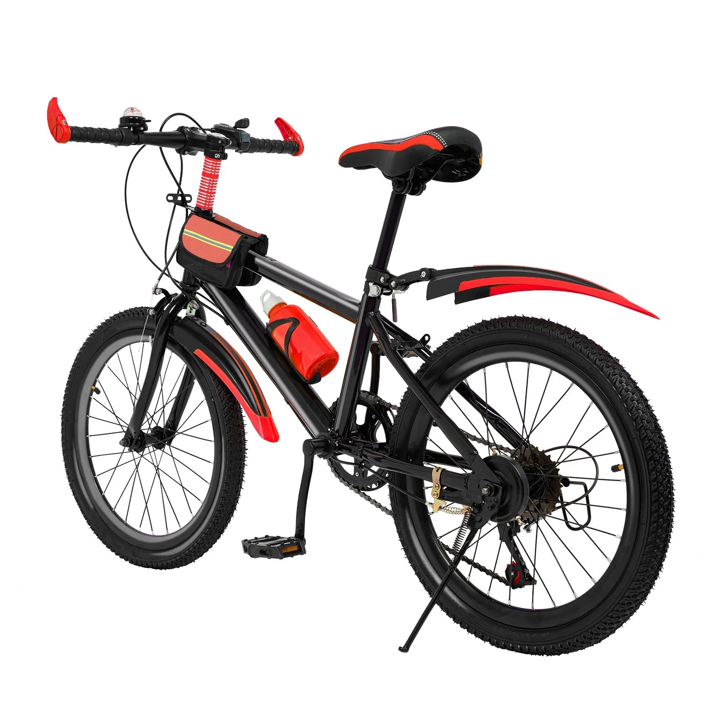 20 Inch Mountain Bike 7 Speed Gears, Adjustable Seat Kids' Bike with Mudguards Kettle Holder Kettle for Boys Girls 8-13 years