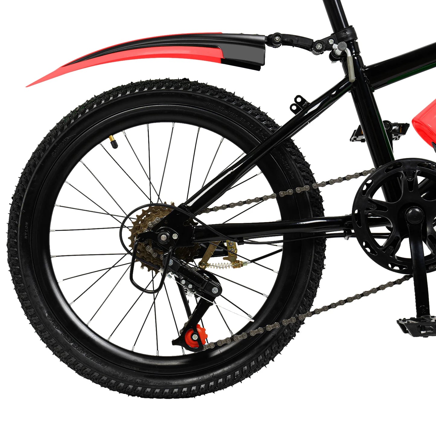 20 Inch Mountain Bike 7 Speed Gears, Adjustable Seat Kids' Bike with Mudguards Kettle Holder Kettle for Boys Girls 8-13 years