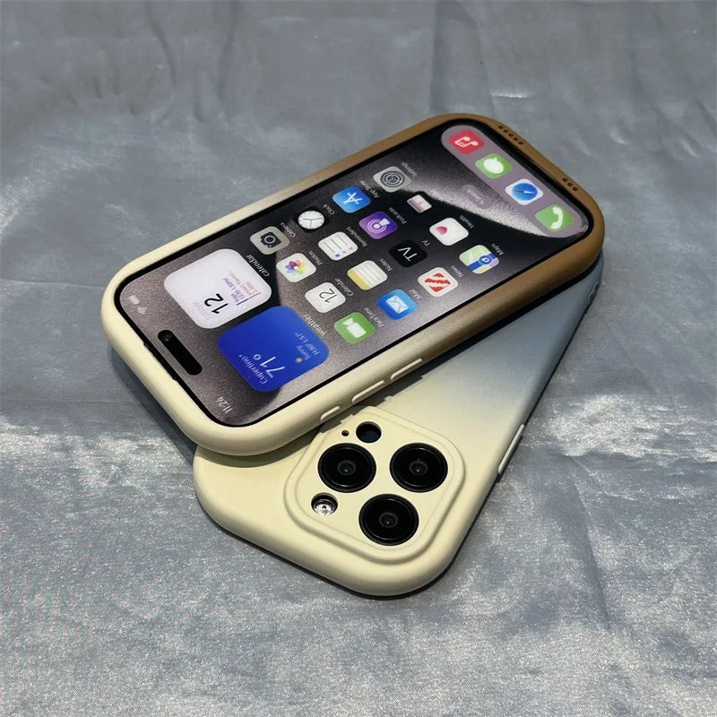 Fashion Silicone Soft Gradient Color Phone Case For iPhone 11 12 13 14 15 16 Pro Plus Matte Bumper Cases Cover