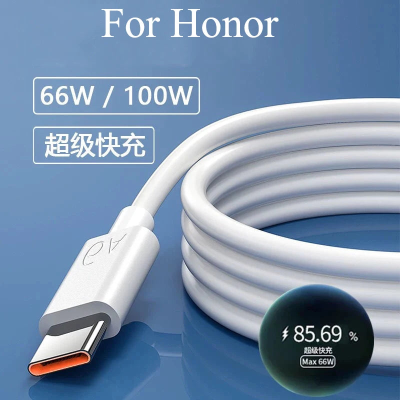 100W 66W 88W Original 6A USB C Cable For HONOR 200 100 90 80 70 Pro SE lite Magic 6 5 4 3 Pro V V2 V3 VS2 VS3 100/150/200 CM USB