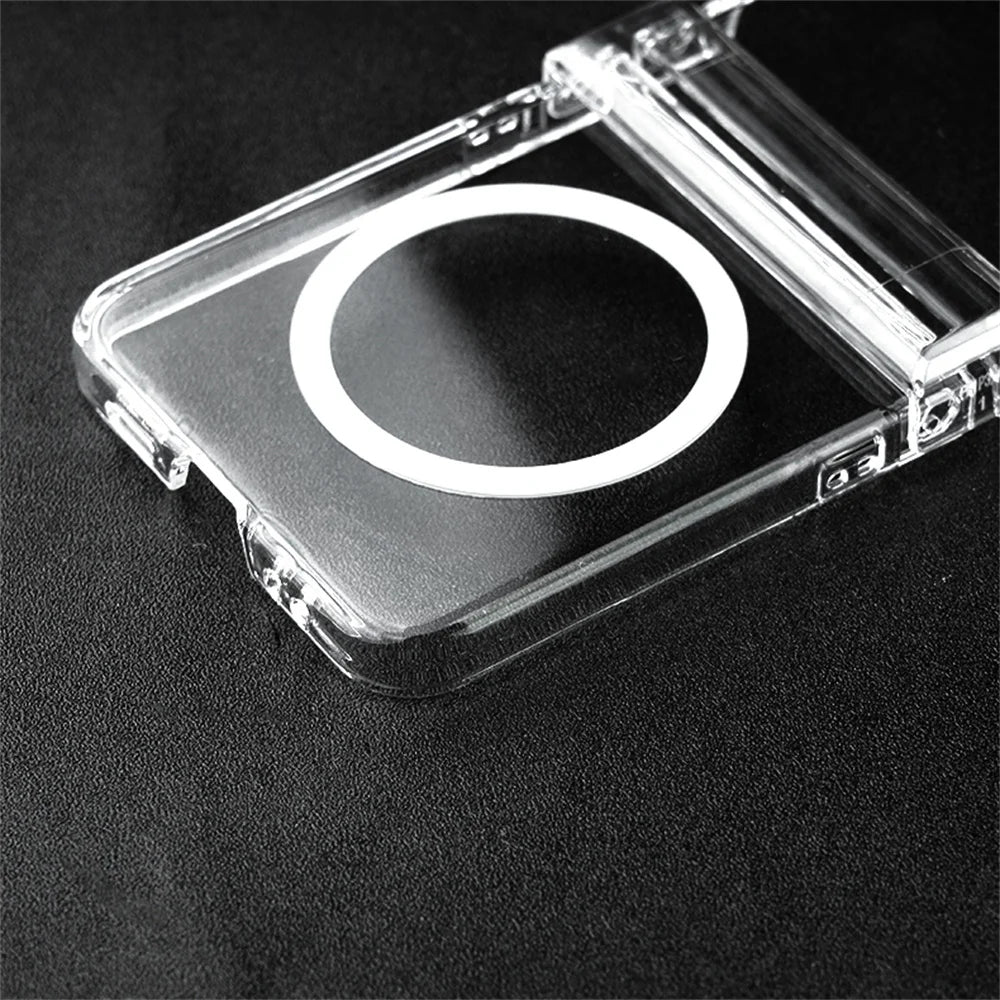 Clear Not Yellowing Magnetic Case for Samsung Galaxy Z Flip6 Zflip5 ZFlip 3 4 5 6 Flip3 ZFlip4 Hinge Magsafe 3in1 Acrylic Cover