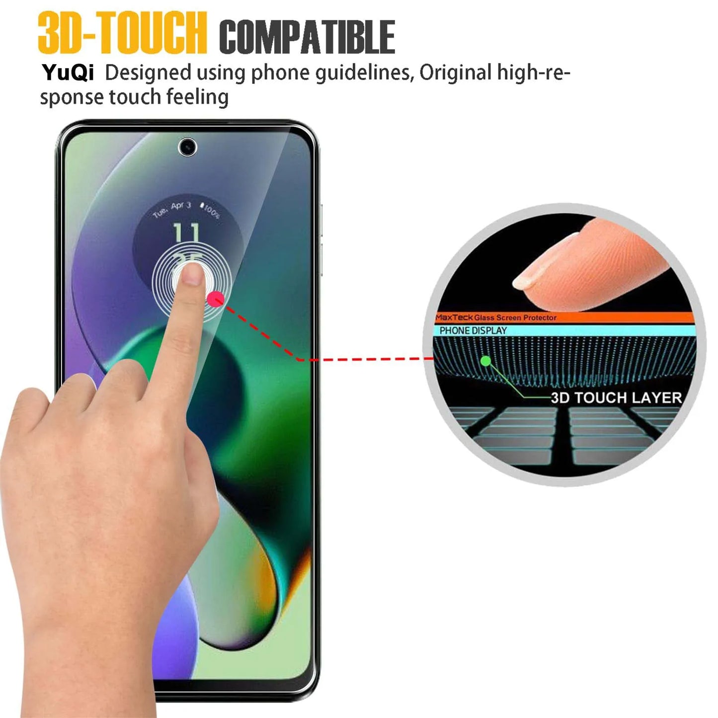 Screen Protector For Motorola Moto G54 Power Tempered Glass HD Crystal High Aluminum  9H Case Friendly