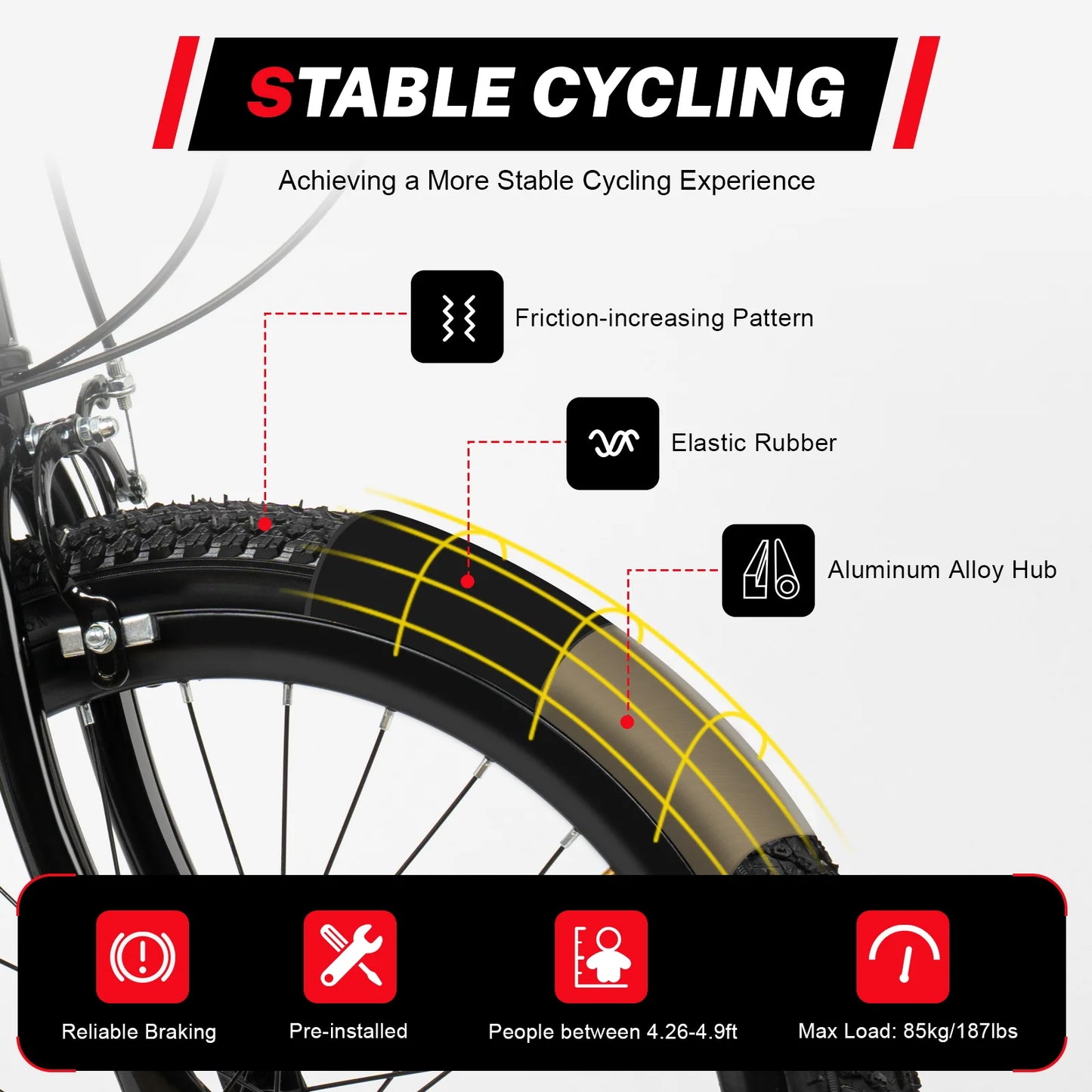 20 Inch Mountain Bike 7 Speed Gears, Adjustable Seat Kids' Bike with Mudguards Kettle Holder Kettle for Boys Girls 8-13 years