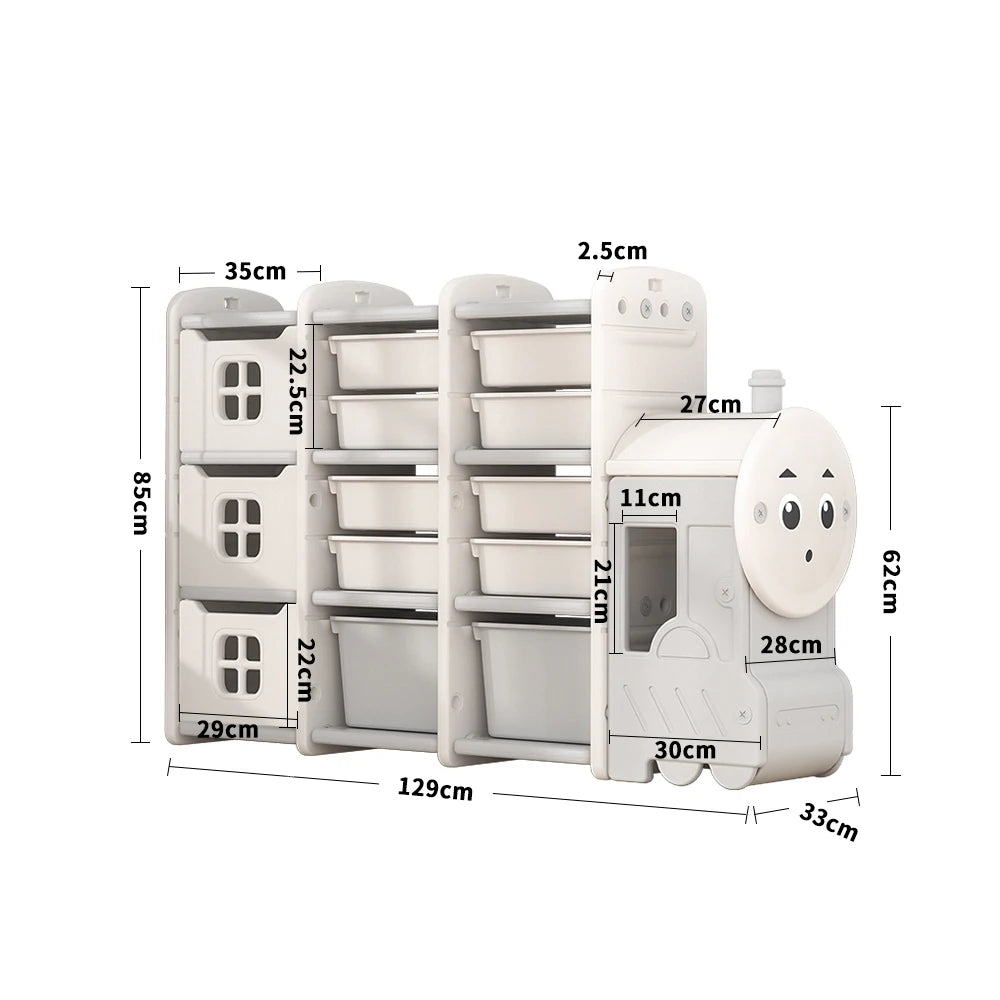 Livingandhome Cute Train Shape Toys Storage Rack for Kids Floor Standing