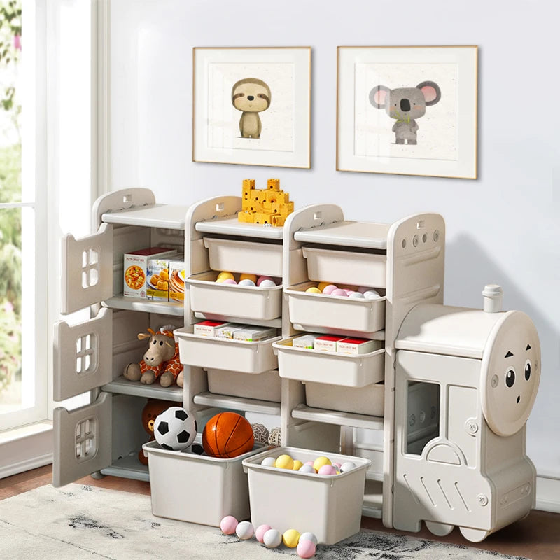 Livingandhome Cute Train Shape Toys Storage Rack for Kids Floor Standing