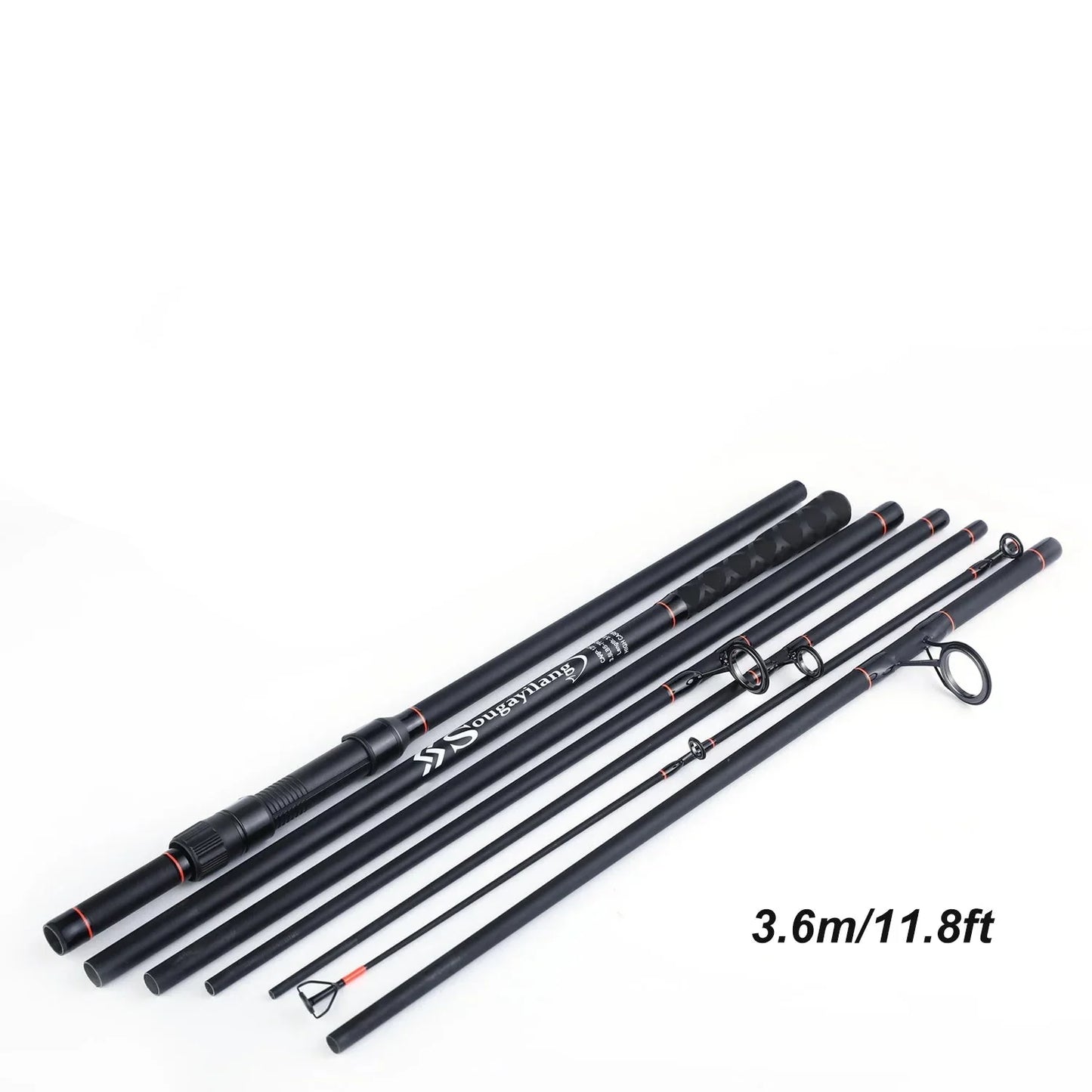 3.6M Portable Carbon Fiber Carp Spinning Rod Black-1