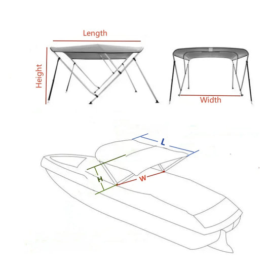 Bimini Top with 25mm Aluminum Tube and 600D Polyester Canvas-1