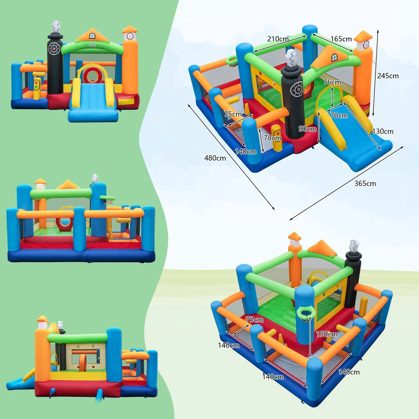 DORTALA Inflatable Bounce Castle Train Themed Kids Bouncer Jumping House with Slide