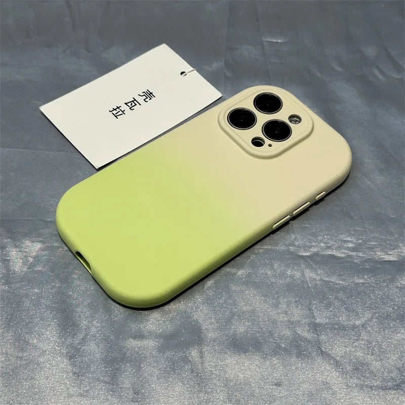 Fashion Silicone Soft Gradient Color Phone Case For iPhone 11 12 13 14 15 16 Pro Plus Matte Bumper Cases Cover