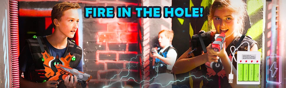 VATOS Laser Tag Guns x4 Sets Infrared Laser Tag Sets with Vest Rechargeable Shooting Game Toy Gift for Kids 6+ Years Old Adults