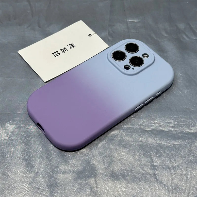 Fashion Silicone Soft Gradient Color Phone Case For iPhone 11 12 13 14 15 16 Pro Plus Matte Bumper Cases Cover