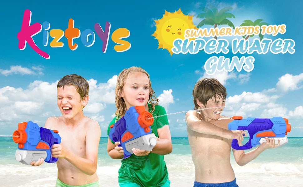 Kiztoys Water Gun Toys for Kids, 2 Pack Powerful Water Pistols with 1200ML Large Capacity and 33ft Long Range for Summer Water