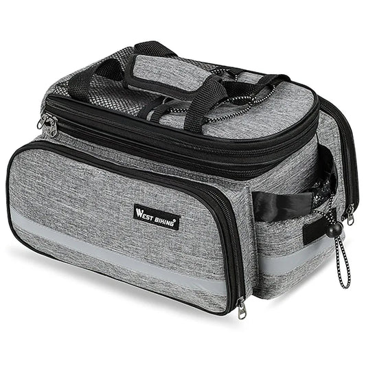 Expandable Rear Rack Bike Bag Trunk Pannier Grey-0