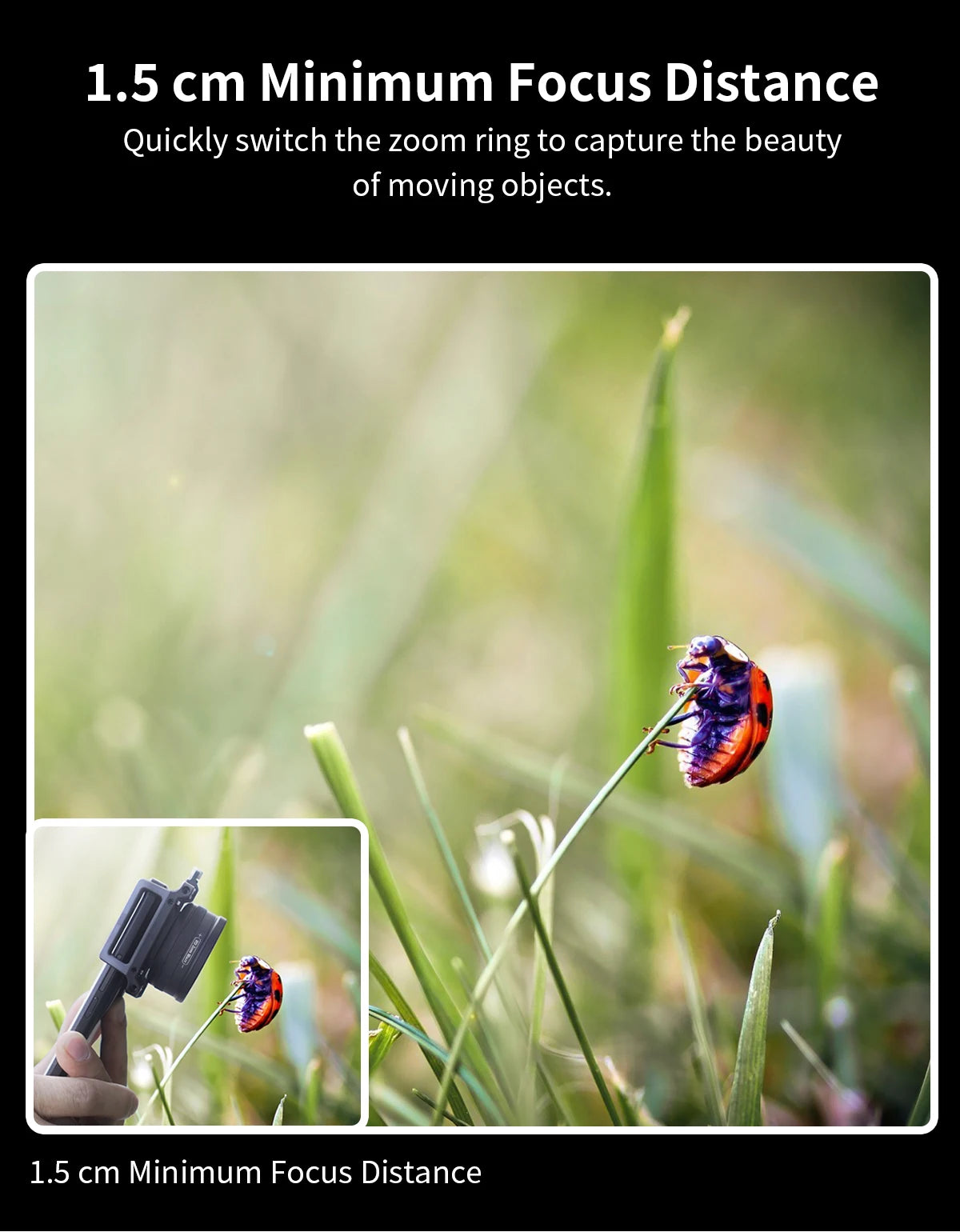 APEXEL 10-20X Zoom Macro Lens  HD Micro Phone Camera Lenses Support Eye Macro Photography for iPhone Samsung all Smartphones