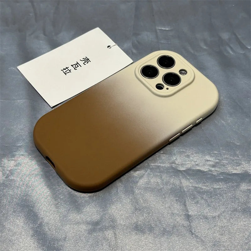 Fashion Silicone Soft Gradient Color Phone Case For iPhone 11 12 13 14 15 16 Pro Plus Matte Bumper Cases Cover