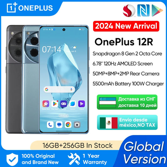 OnePlus 12R Global Version 16GB 256GB Snapdragon 8 Gen 2 6.78''120Hz AMOLED Display 5500mAh 100W Battery 50MP Camera