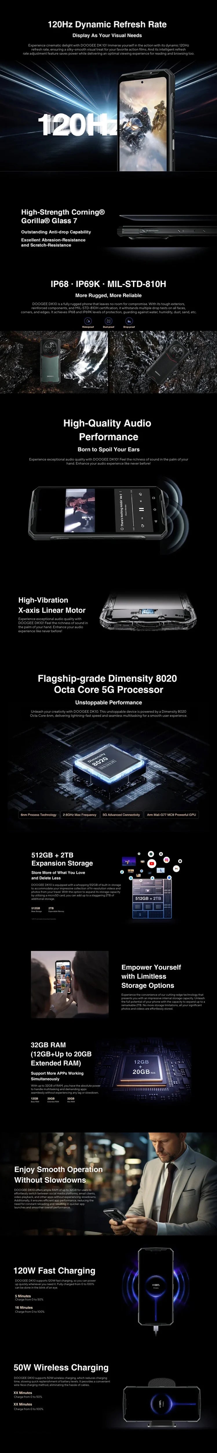 World Premiere DOOGEE DK 10 5G Dimensity 8020 Morpho Quad Camera 50MP Rugged Phone  6.67" 120Hz 2.5K AMOLED 120W 32 GB+512 GB