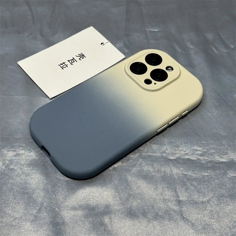 Fashion Silicone Soft Gradient Color Phone Case For iPhone 11 12 13 14 15 16 Pro Plus Matte Bumper Cases Cover